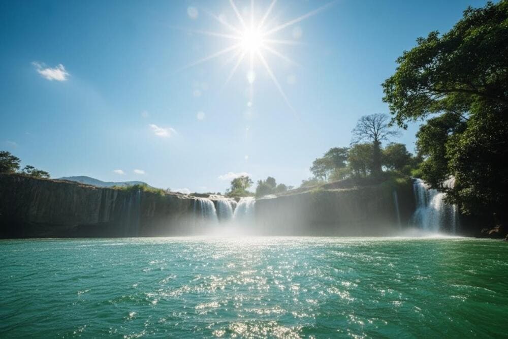 Thác Gia Long được bao quanh bởi rừng nguyên sinh, khung cảnh hoang sơ, hùng vĩ